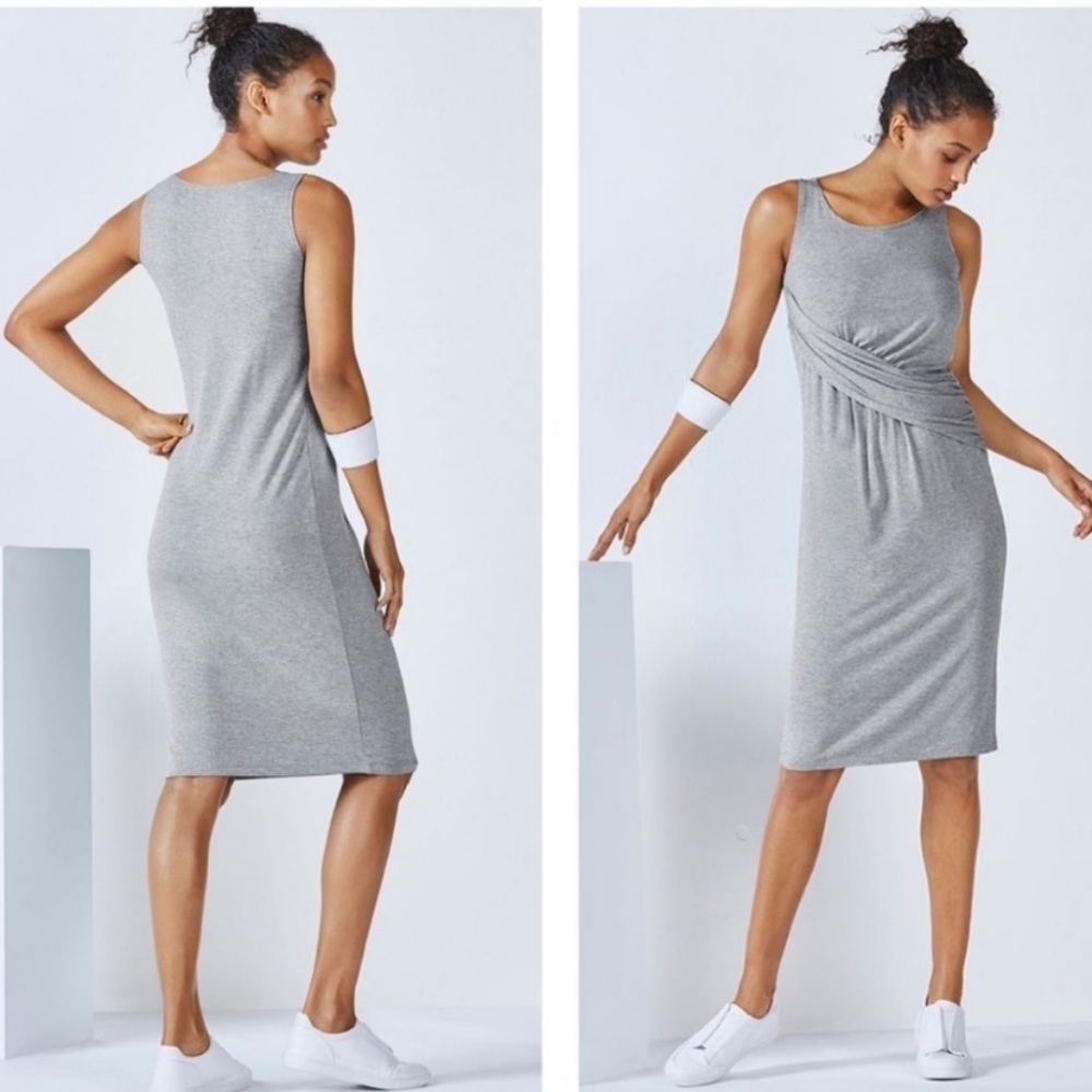 Fabletics Renta Midi Cotton Jersey Dress- Grey